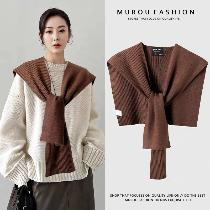 韩国馆春秋空调房披肩外搭女针织羊毛斗篷百搭护颈搭肩装饰坎肩男