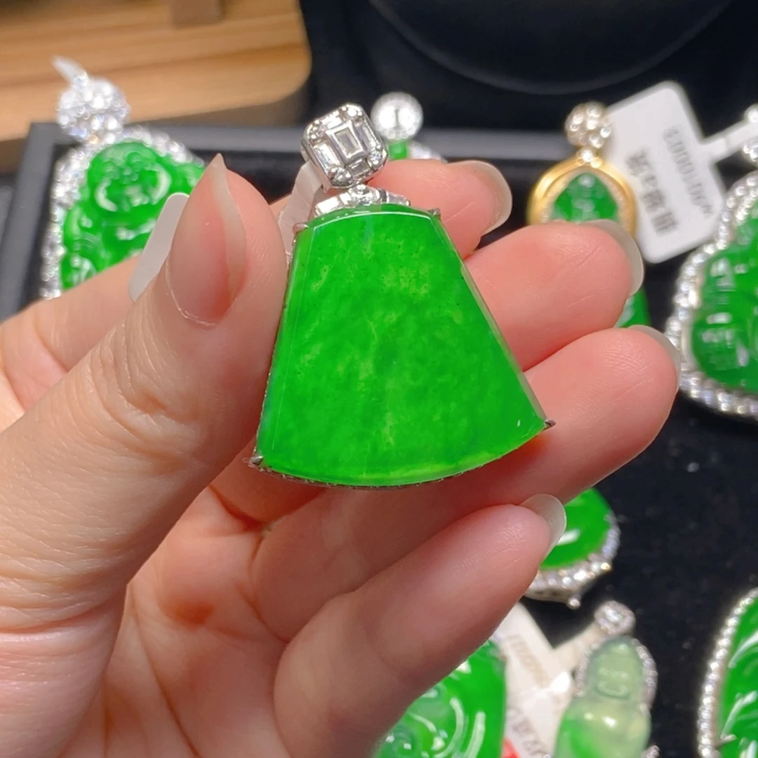 翡翠银S925镶嵌吊坠(不含链)