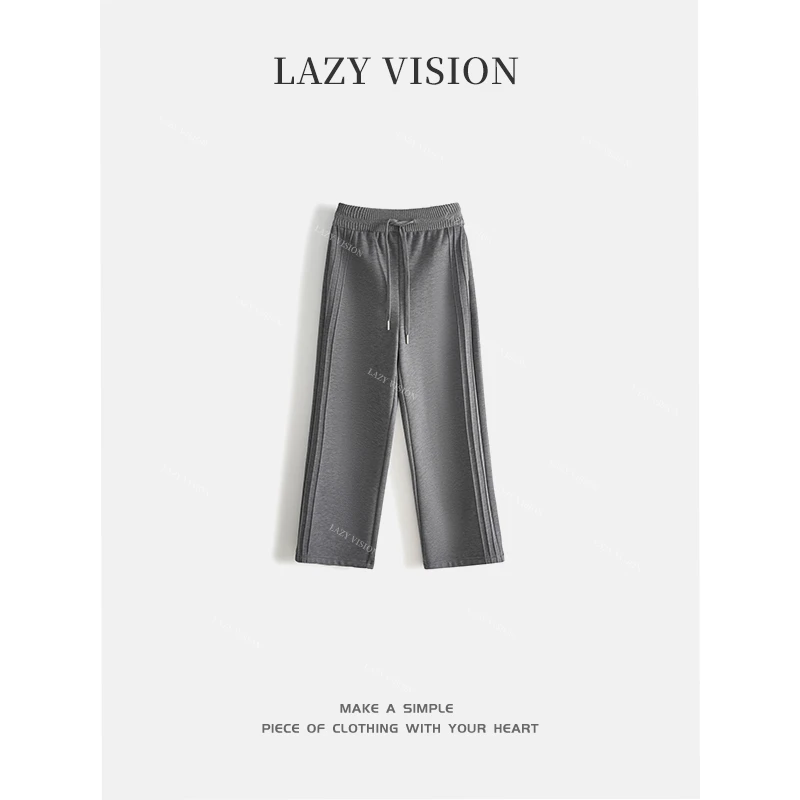 LAZYVISION春夏新款加绒加厚直筒休闲裤ZMD-24046