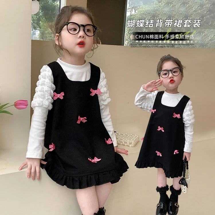 2025年蝴蝶结背带裙套装