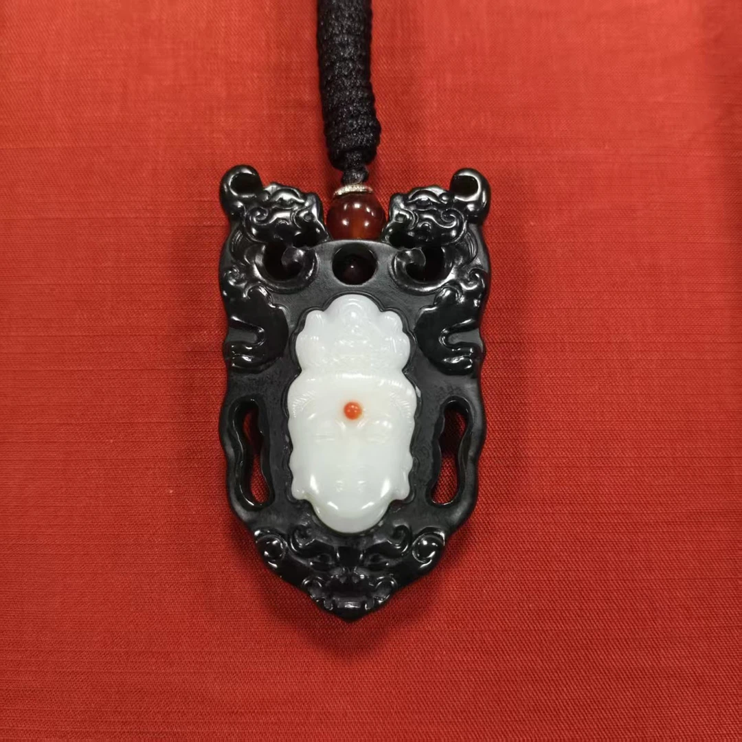 《闪购商品》精美和田玉观音牌塔青
