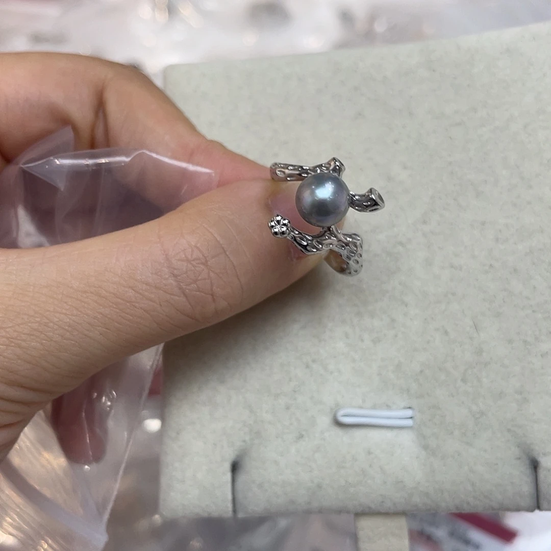 银S925镶嵌戒指海水珍珠