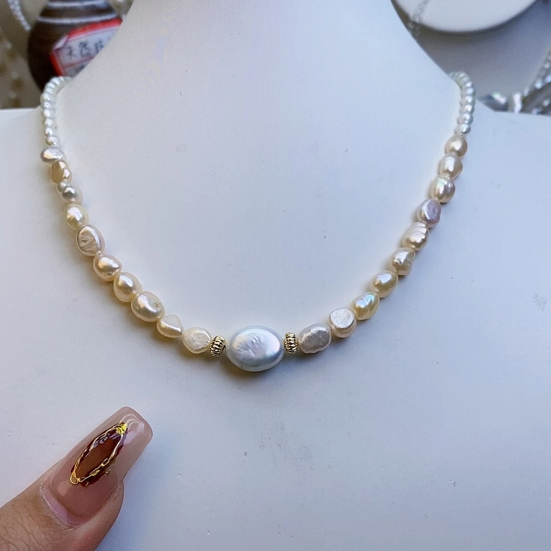 淡水珍珠颈饰银S925镶嵌