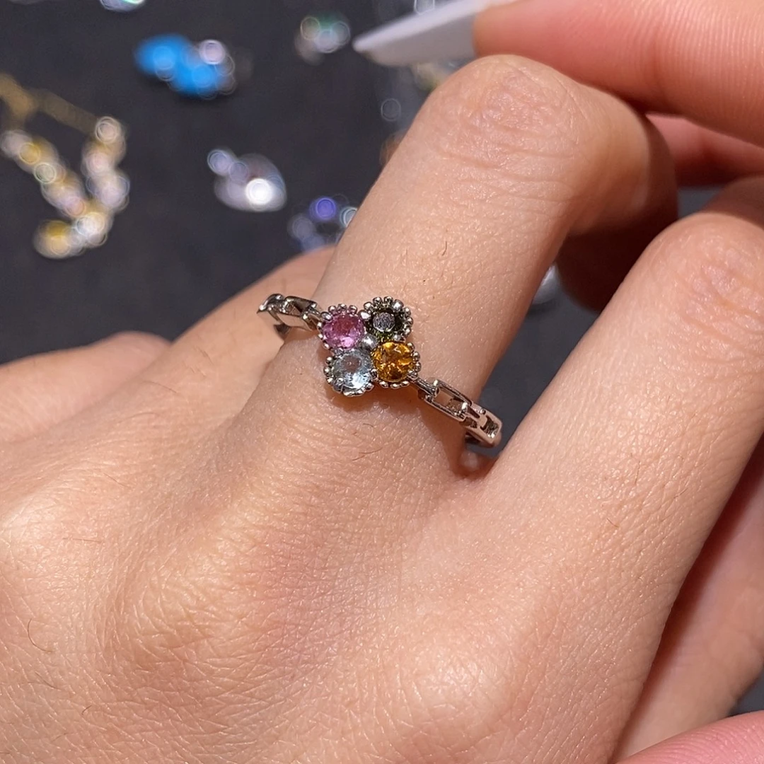 银S925镶嵌碧玺戒指