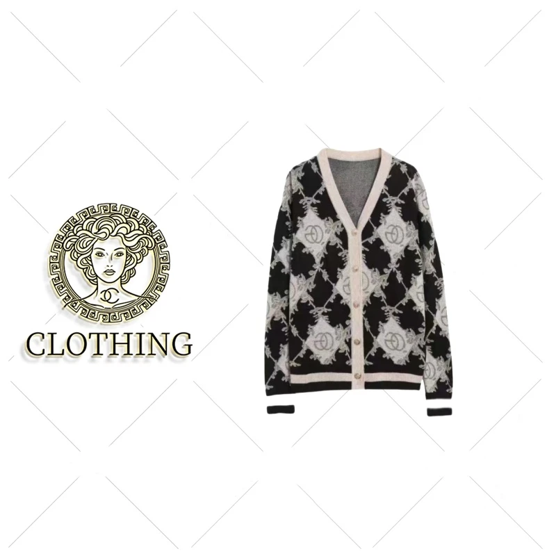 【CLOTHING/原创设计】意式黑金大码浮雕针织羊毛衫开衫上衣女1302