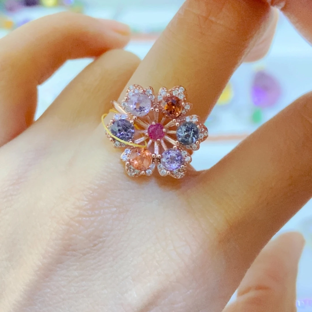 银S925镶嵌戒指尖晶石