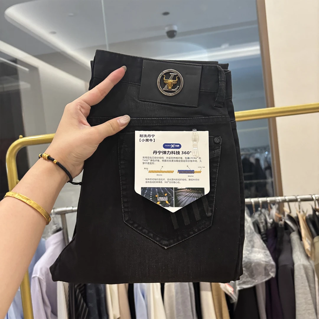 单宁小黑裤！T400莱卡大弹力！秋冬新款男士休闲爆款小直筒牛仔裤