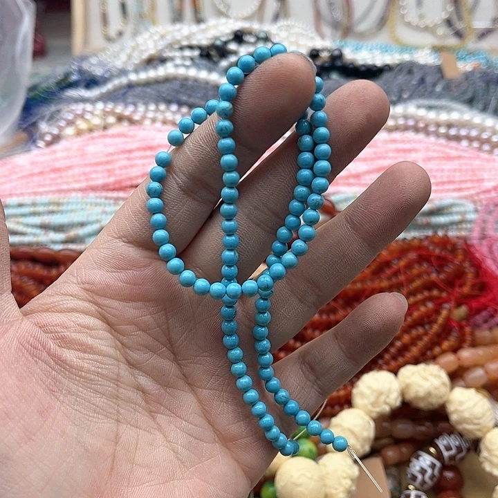 玛瑙/玉髓珠宝半成品未镶嵌一条4mm左右蓝松珠