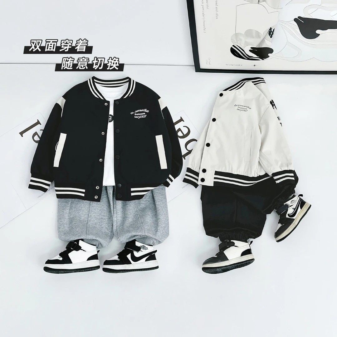 男童外套两面穿儿童棒球服2025秋新款秋装 BDQ25888 悠悠童话童装