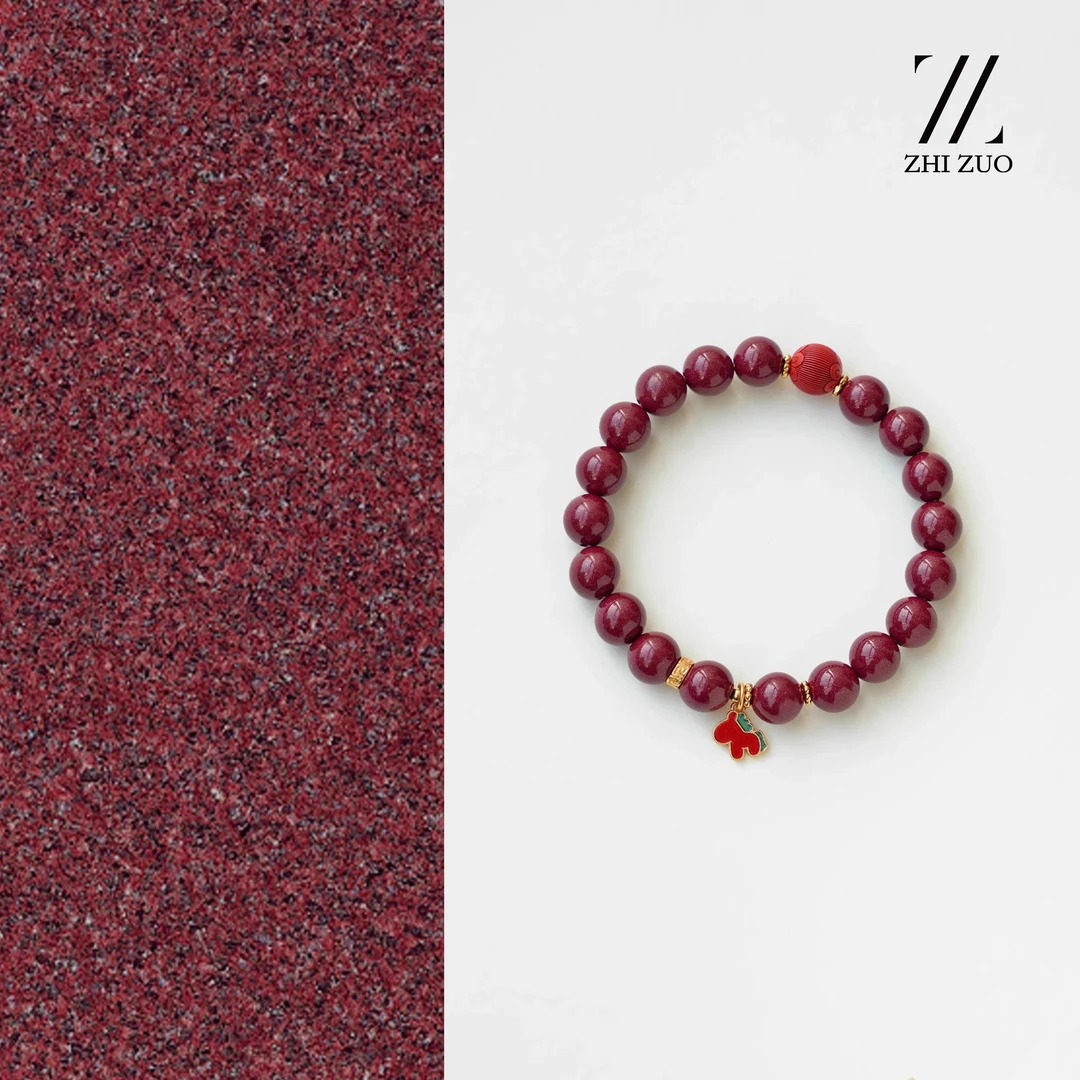 天然辰砂天然朱砂手串紫金砂生肖手链女款送礼物小众珠宝精致饰品