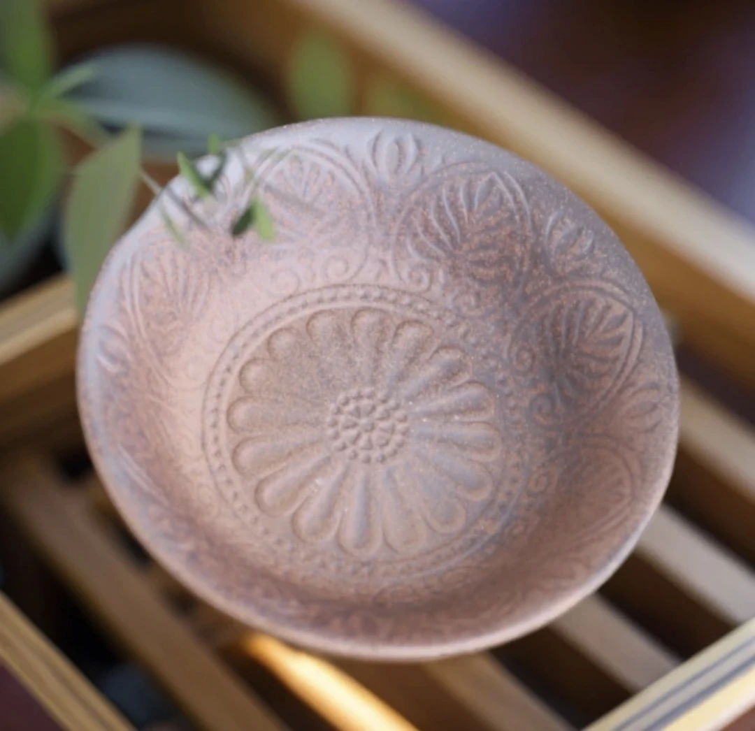 （拿放斋）粗陶老岩泥干泡茶盘果盘养壶蓄水壶承复古创意雕刻茶道