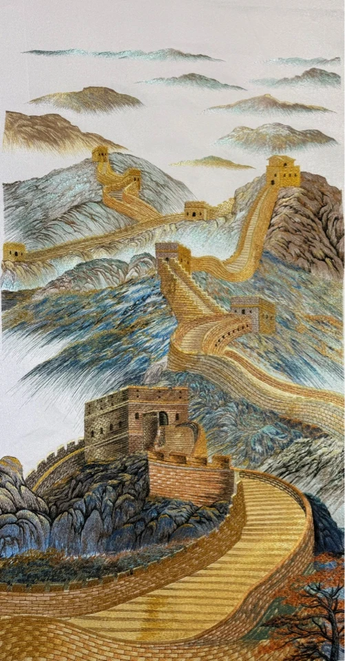 万里长城织锦绣玄关画片中式正对入户门玄关墙客厅
