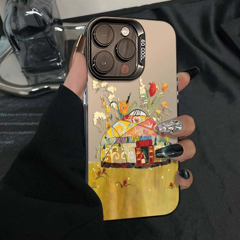 撞色元气蒙古花苞适用苹果16手机壳iphone15华为小米vivo防14/13