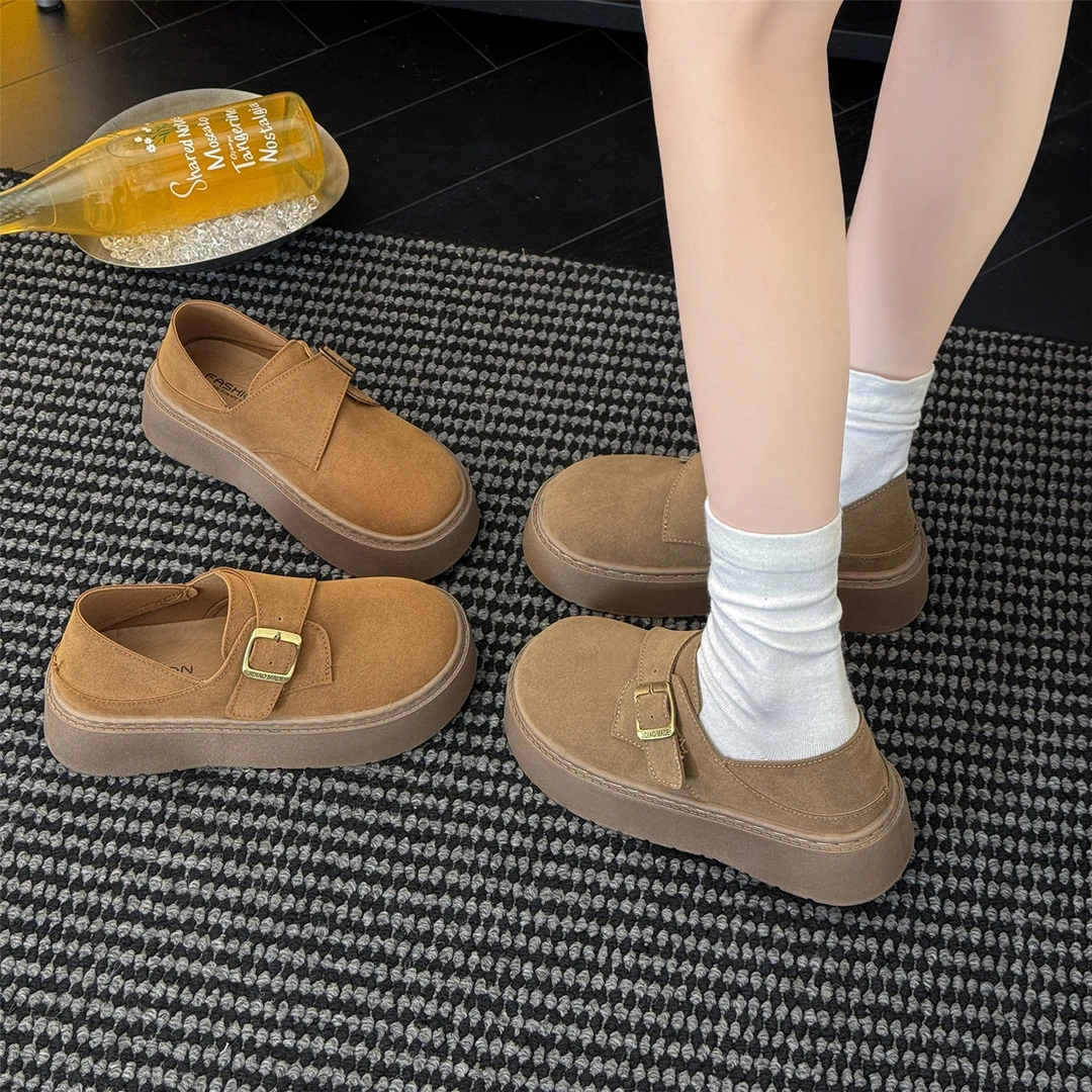琥珀流光系通勤防滑勃肯鞋子厚底增高百搭扣两穿全包懒人单鞋女