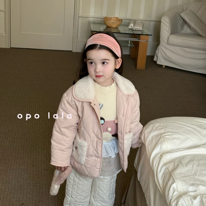 Op粉色棉服77065  女童