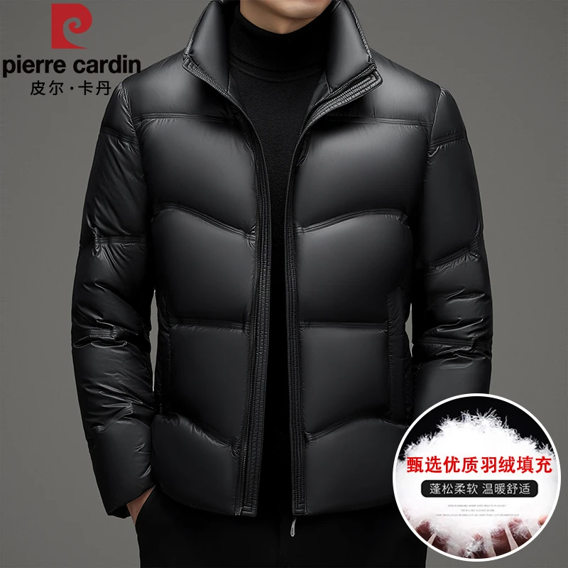 皮尔卡丹高端男士黑金款羽絨服短款冬季极寒蓬厚款白鸭絨外套