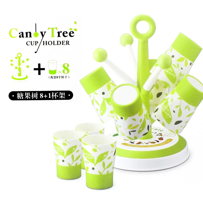 糖果树6位环保卫生杯架 8位杯架+8个杯子套装 沥水杯架晾干架
