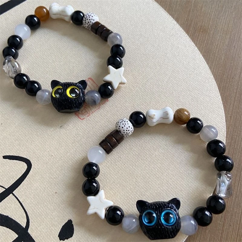 铜合金亚克力手链 芝麻呆萌小猫手串高颜值小众情侣手链送闺蜜小