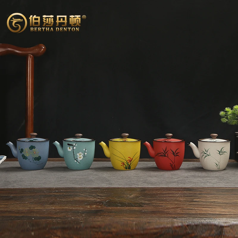 BERTHA DENTON/伯莎丹顿旅行茶具紫砂手工彩绘一壶二杯便携式户外