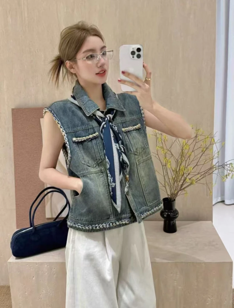 秋季免烫拼接渐变女法式马夹秋季常规款-69220