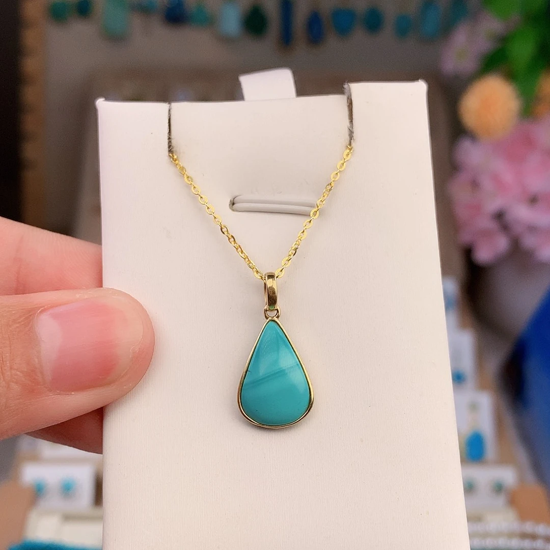 ༼***༽绿松石18K金镶嵌颈饰