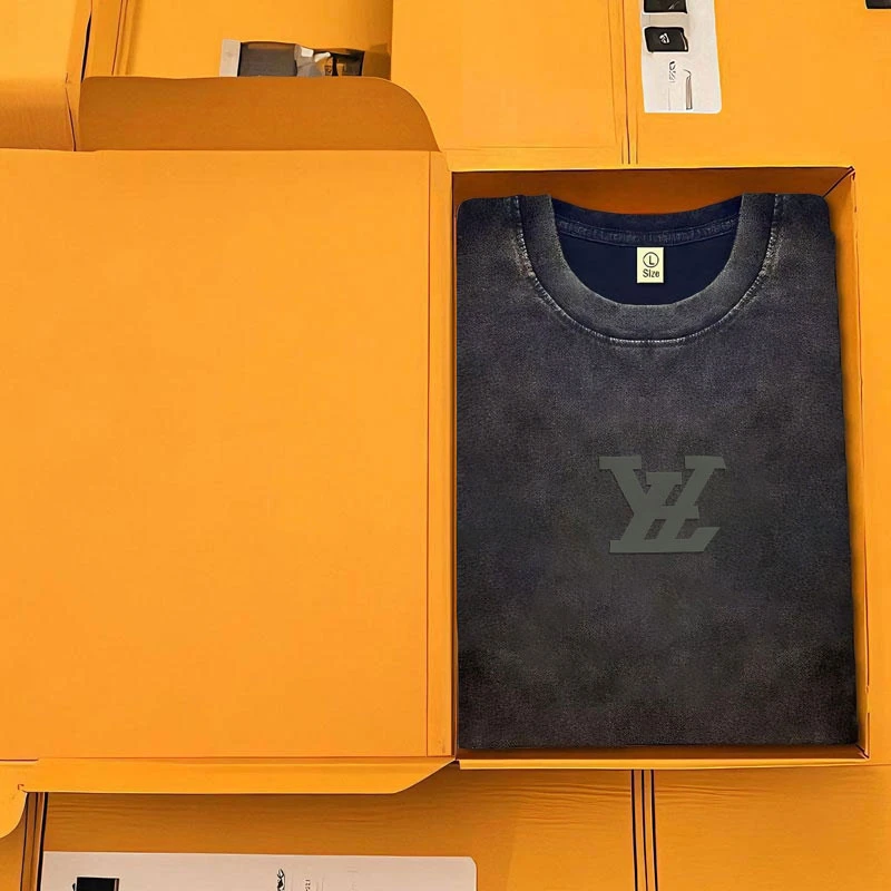 【94号链接-L家立体硅胶】复古水洗做旧短袖T恤男女同款立体硅胶