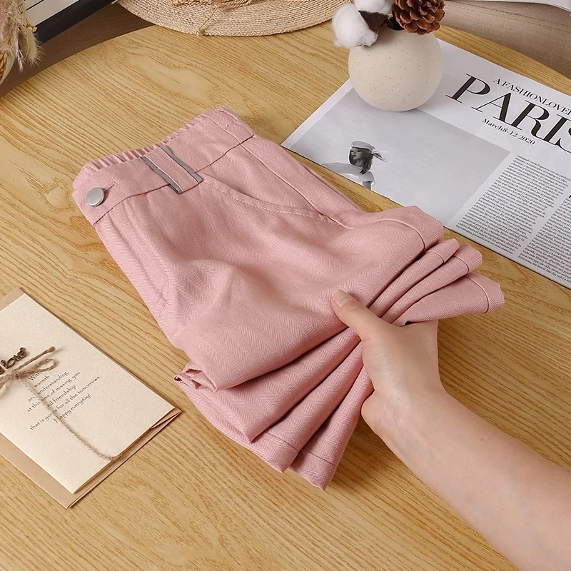 九分天丝亚麻直筒裤女2025夏季薄款高腰显瘦百搭垂感宽松休闲裤女