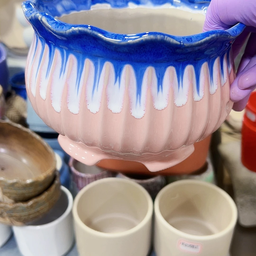 有孔外贸尾单陶瓷花盆凑单10米包邮