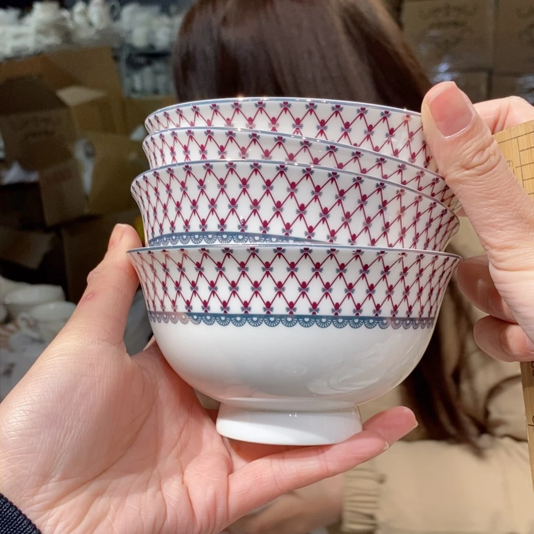 瓷高骨4.5英寸饭碗四只外贸尾单