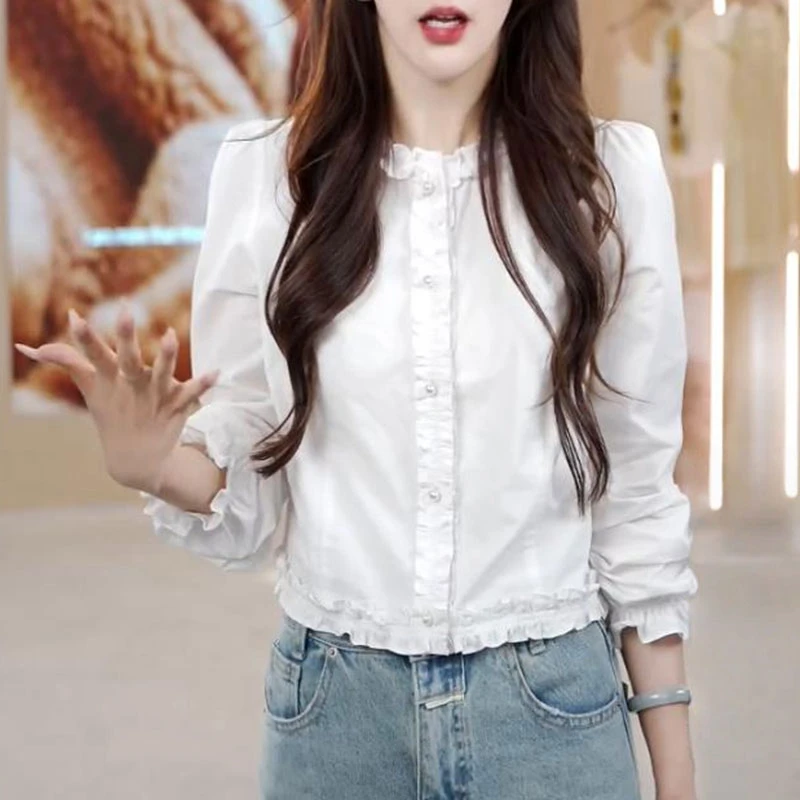 时尚气质简约百搭长袖衬衫女士2025春秋新款洋气显瘦衬衣减龄女装