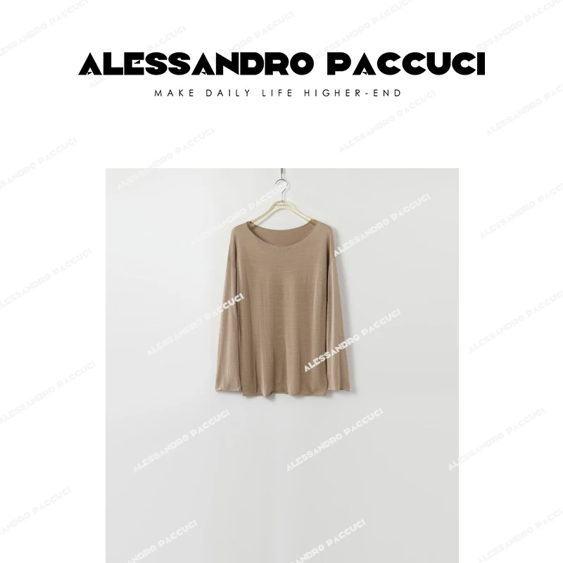 AP洛哥42028ST 柔软1OO桑蚕丝 透气性强落肩设计休闲简约圆领T恤