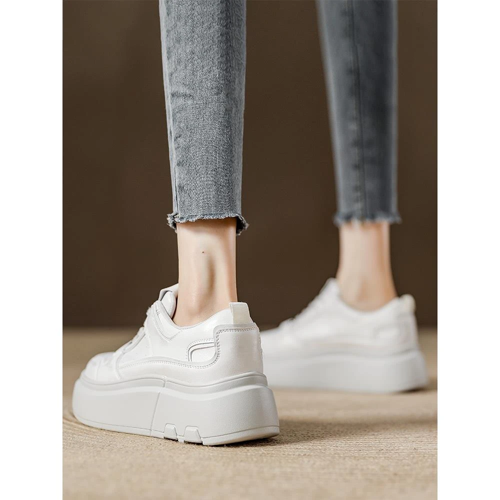 秋季设厚底增高板鞋女2025春季新款真皮小白鞋爆款百搭运动休闲鞋