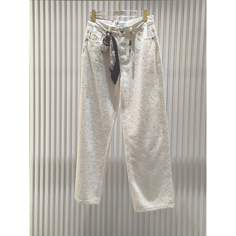 113烫钻极简风宽松潮流牛仔裤