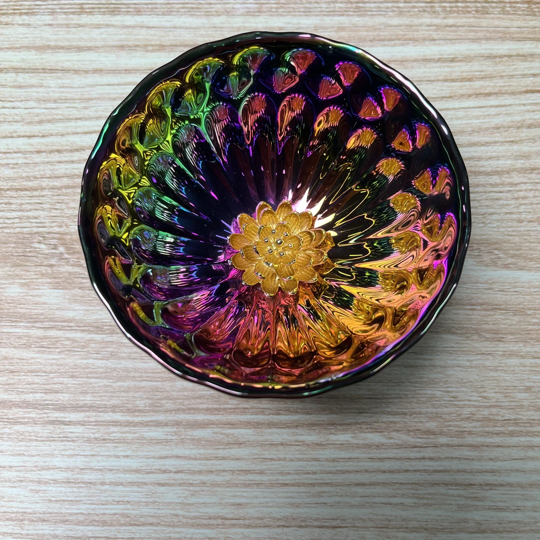 手工茶器 七彩全彩【金莲花七彩】裸杯A