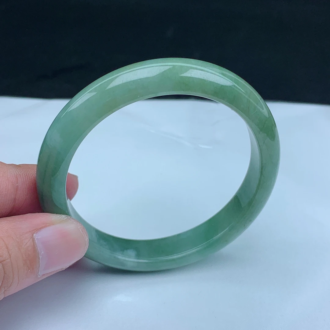 天然缅甸翡翠Ａ货手镯满绿57圈口手镯