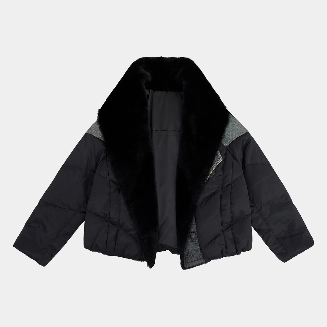 ZHUZHENFEI【时代周刊】毛领拼接设计感外套保暖鹅绒服-Z354179