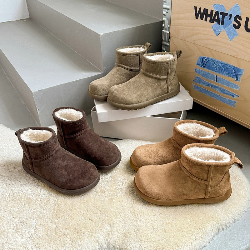 【防水】雪地靴学院风纯色韩版小土豆棉鞋女款加绒保暖靴防滑女鞋