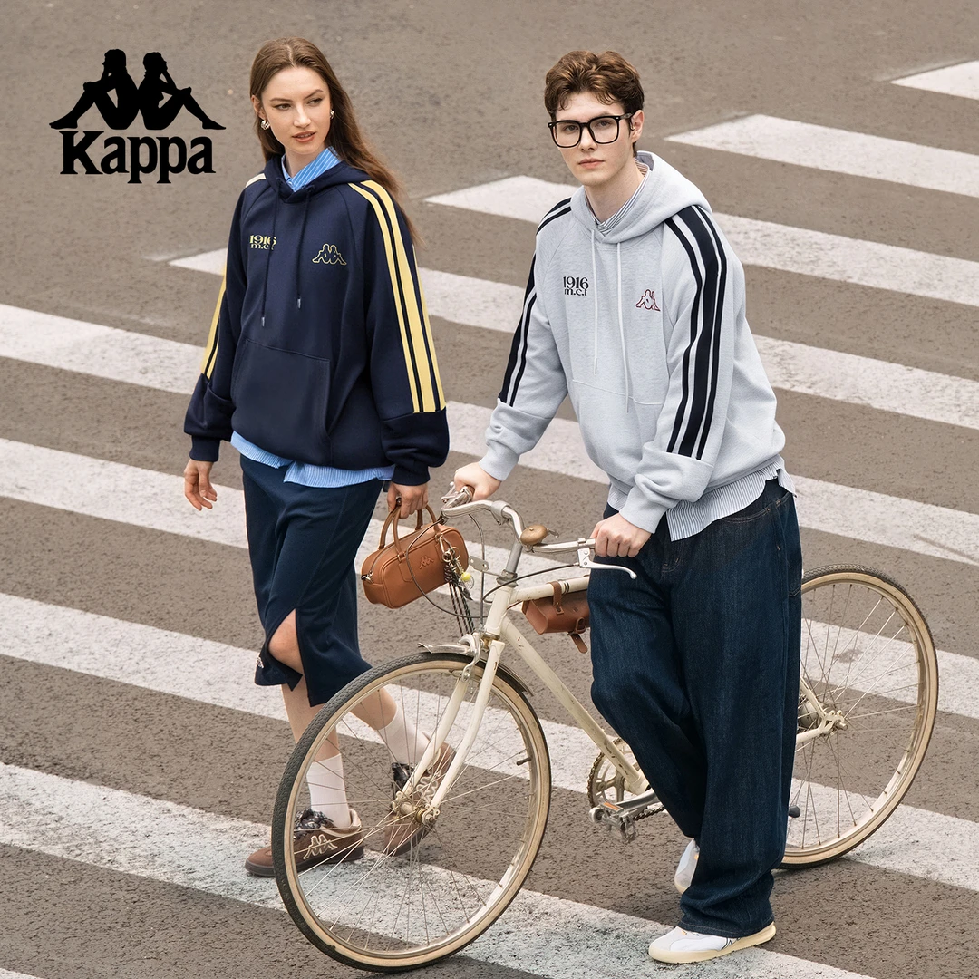 KAPPA/背靠背情侣连帽卫衣女秋季新款运动泽西风长袖上衣男款
