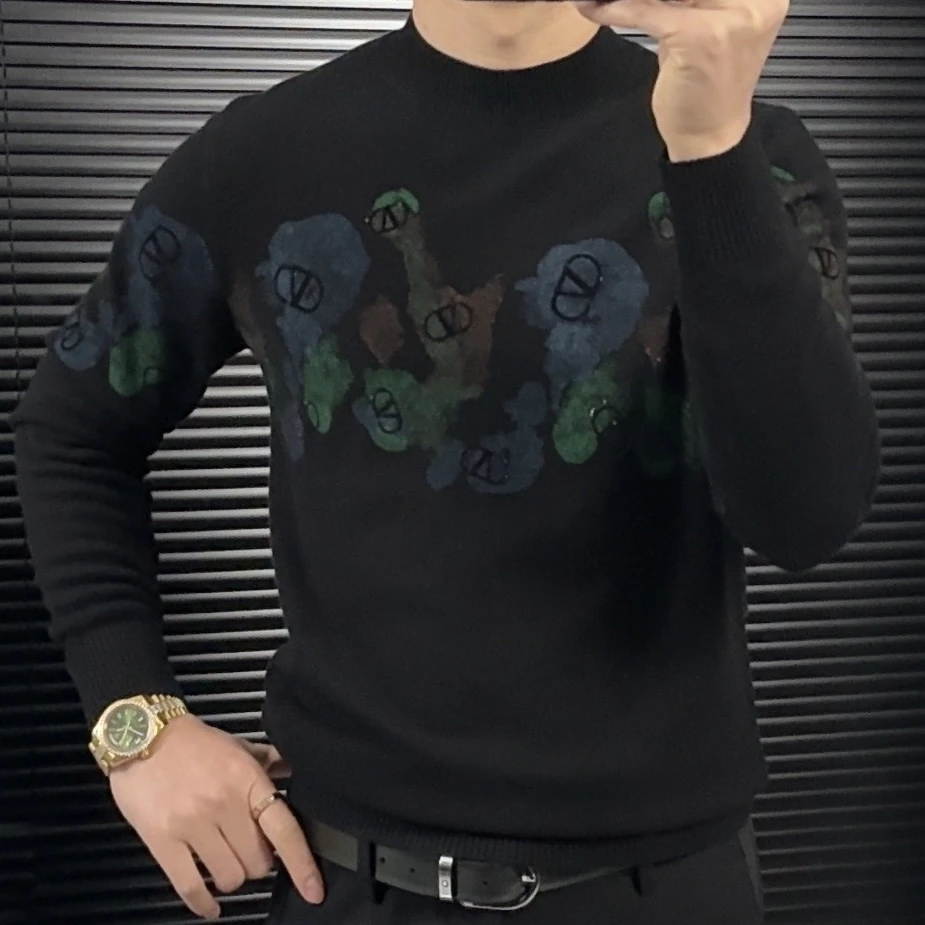 男士冬季（羊毛羊绒）保温潮流圆领时尚休闲高货羊毛衫