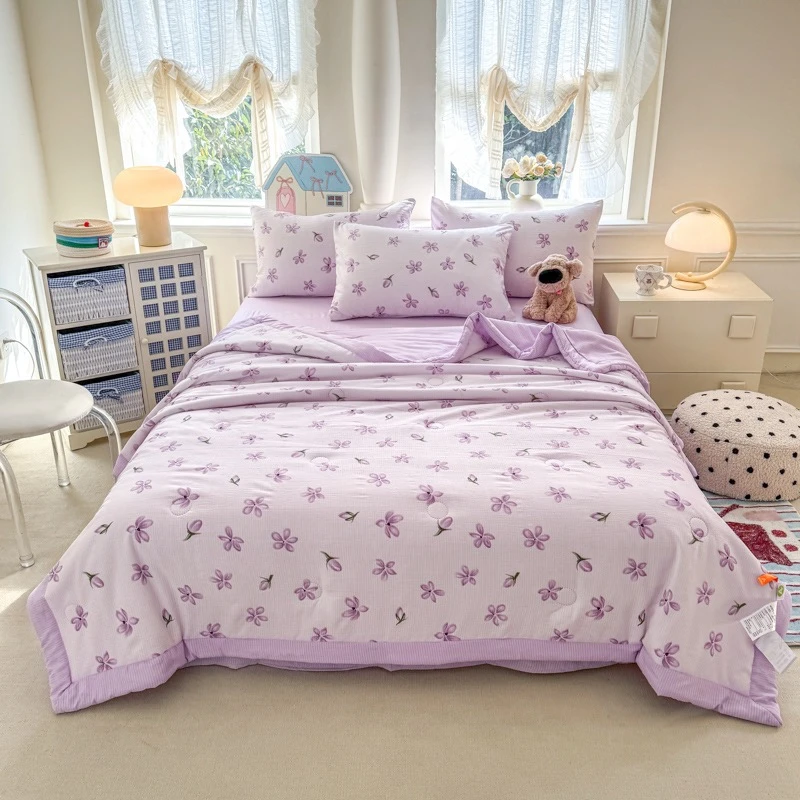 2025新款提花泡泡棉夏凉被柔软亲肤学生夏被套件