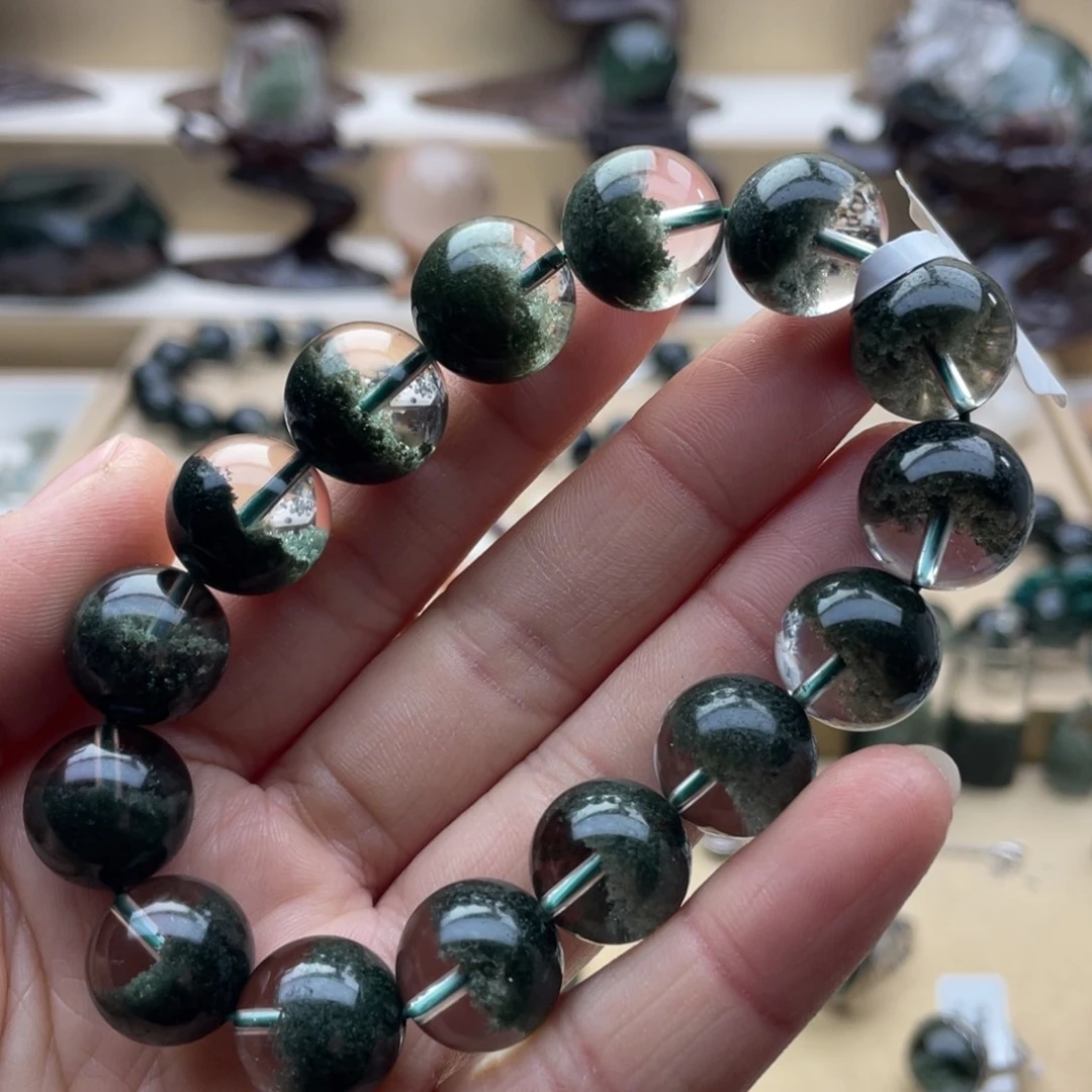 水晶未镶嵌手链绿幽灵聚宝盆手串