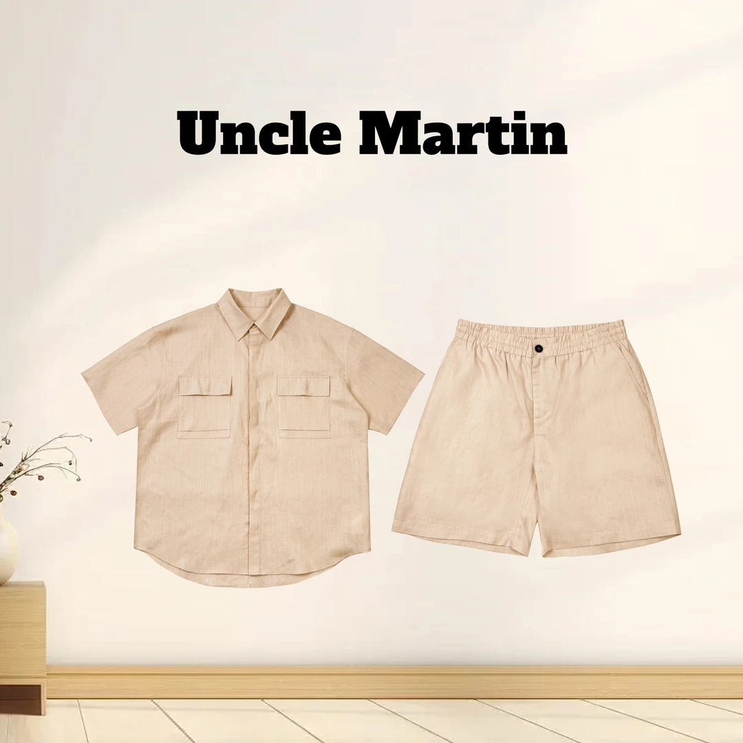 马丁叔叔 25夏季新款老钱精致高级薄款衬衫短裤套装