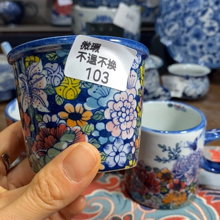 青花瓷景德镇手绘微瑕万花茶杯