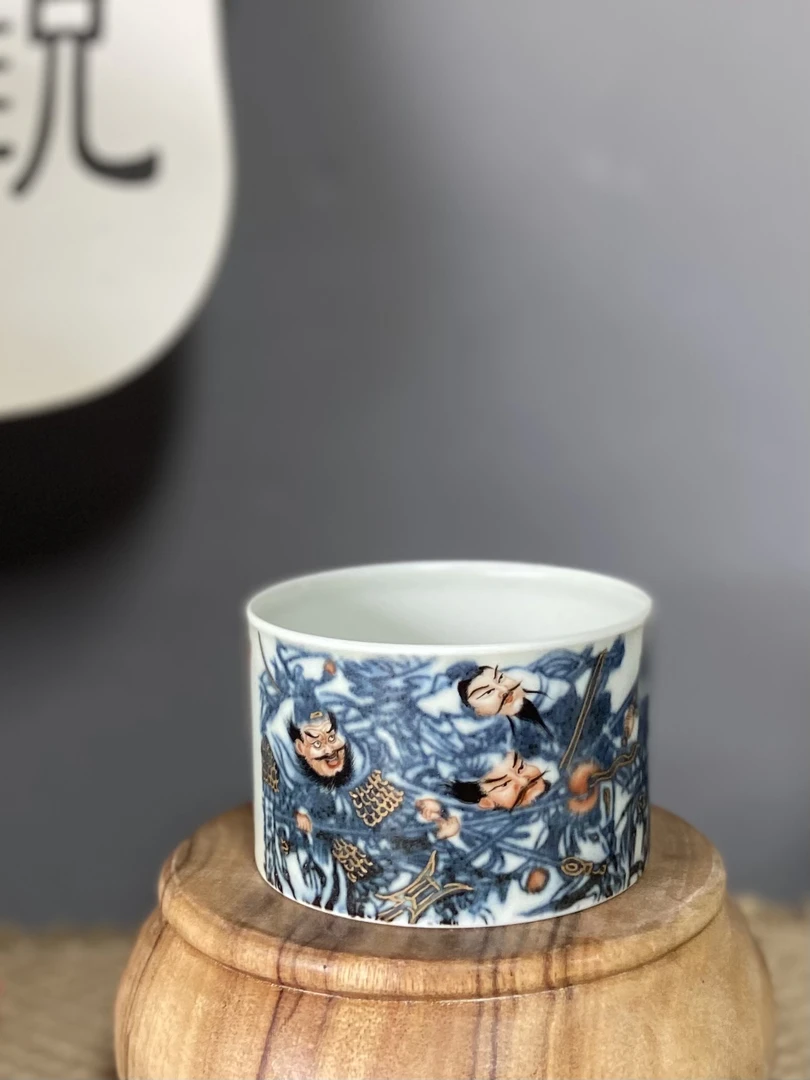 几道家珍三英战吕布150cc景德镇全手工陶瓷茶杯手绘青花瓷花纹