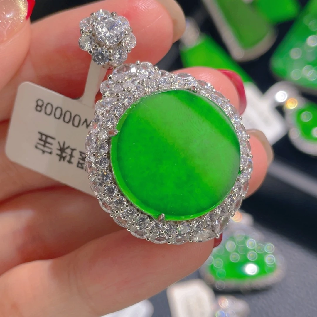 翡翠吊坠(不含链)银S925镶嵌