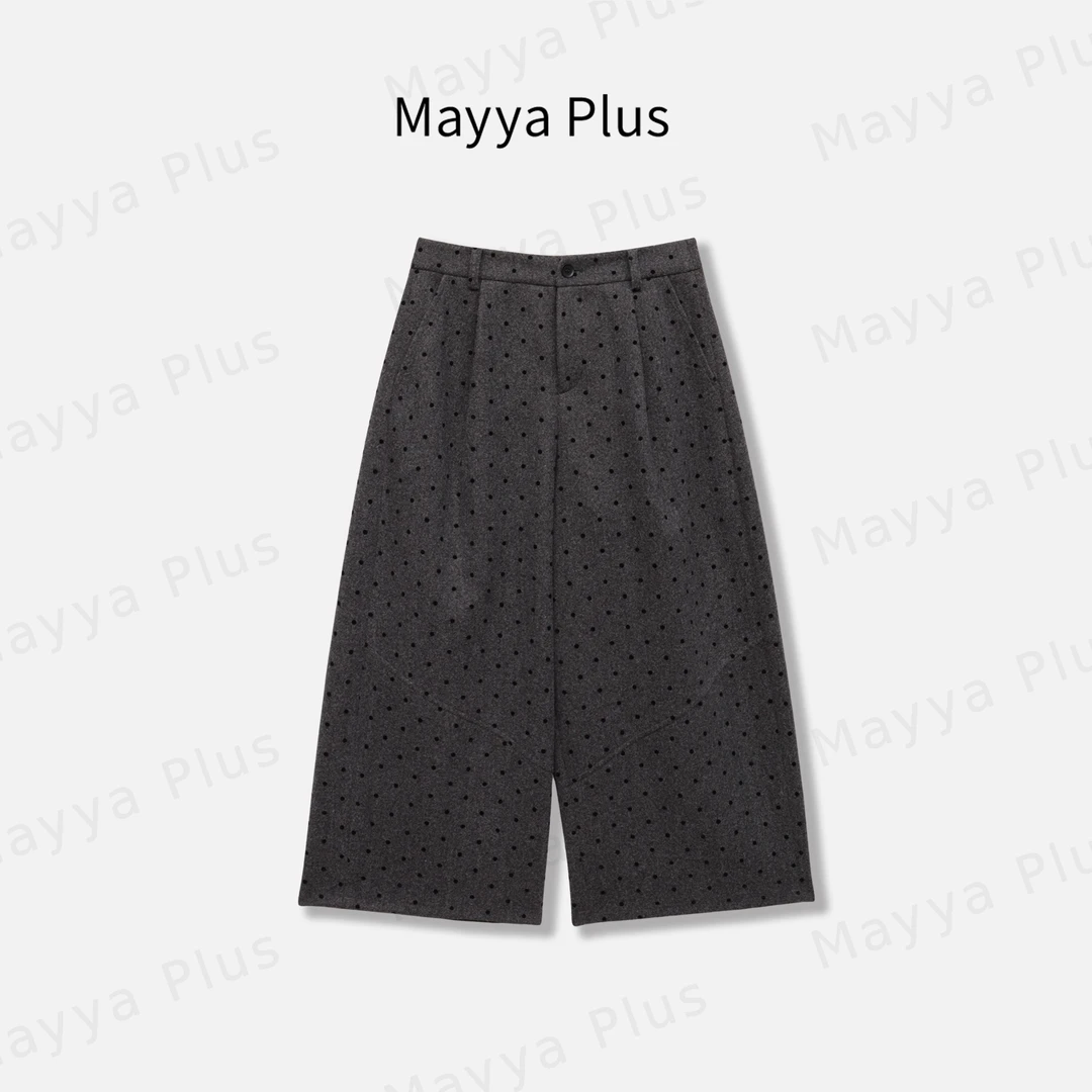 【暖冬波点】Mayya Plus麦芽定制气质显瘦流光风梭织裤32546519