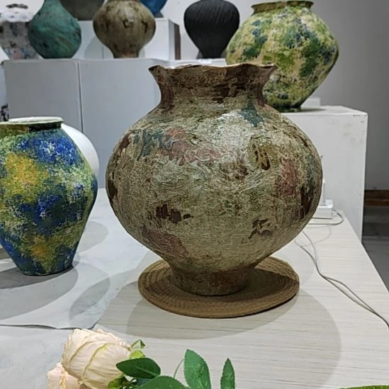 瓷片景德镇陶瓷手工花瓶高31口12肚30