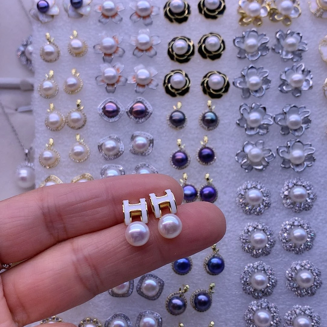 淡水珍珠耳饰合金