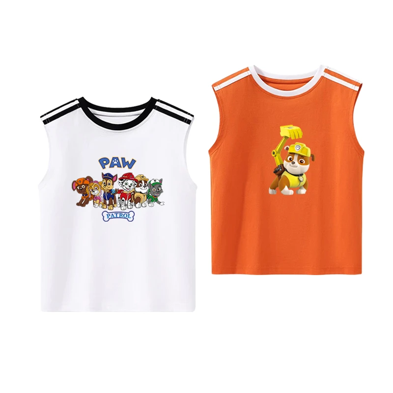 汪汪队儿童背心夏季新款男童纯棉无袖上衣服女童运动坎肩t恤夏装