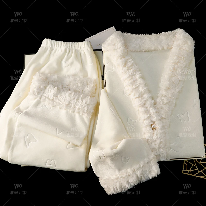 海岛绒睡衣女【礼盒】秋冬季加绒加厚高级感家居服送闺蜜生日礼物